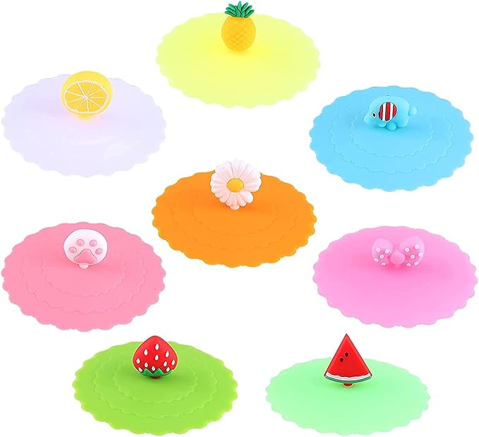 4  قطع غطاء كأس من السيليكون ، أغطية أكواب مضادة للغبار قابلة لإعادة الاستخدام