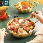 طاسة تقديم استانلس دهبي 2يد مقاس 24 سم